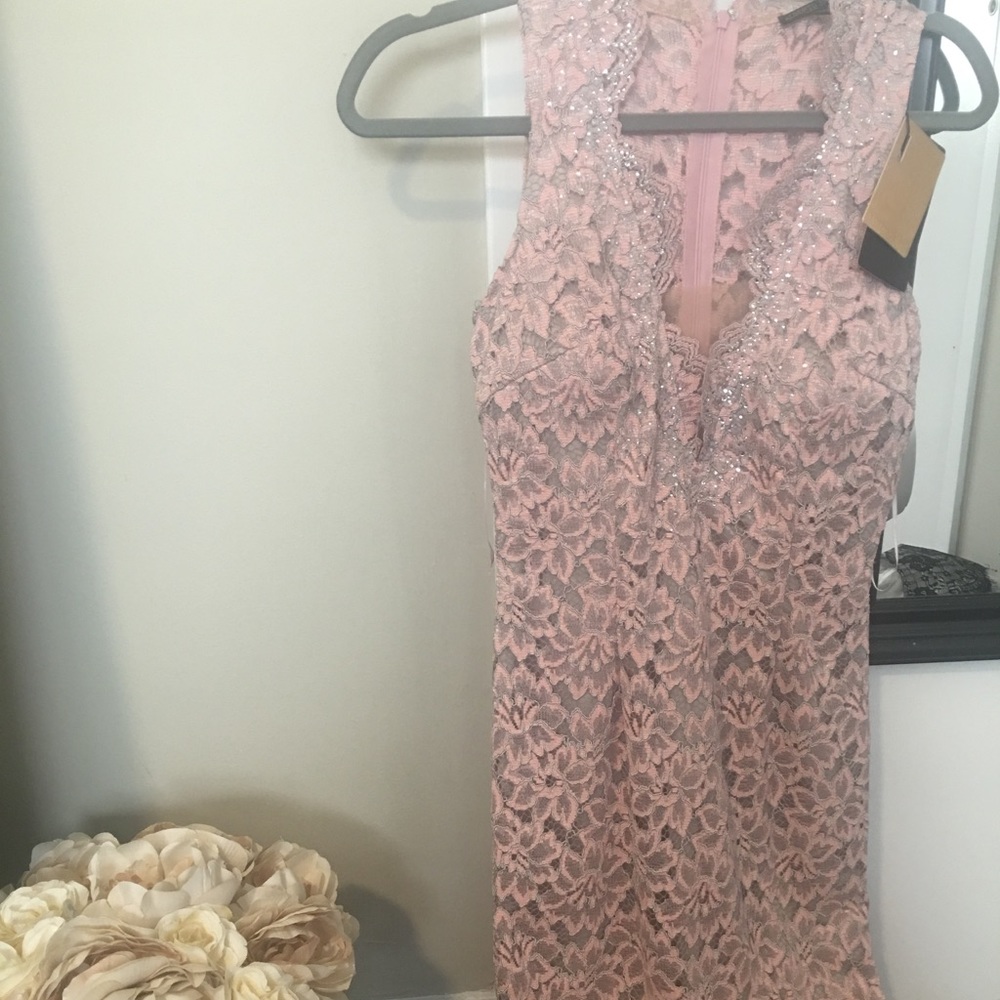 Pink and silver midi dress